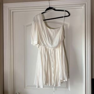 White one sleeve mini dress